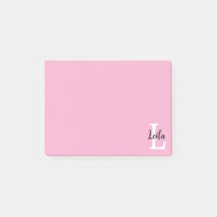 Pink Monogram Name Script Personalized Design Post-it Notes