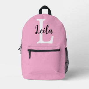 Pink Monogram Name Script Personalized Design Printed Backpack