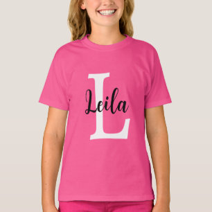 Pink Monogram Name Script Personalized Design T-Shirt