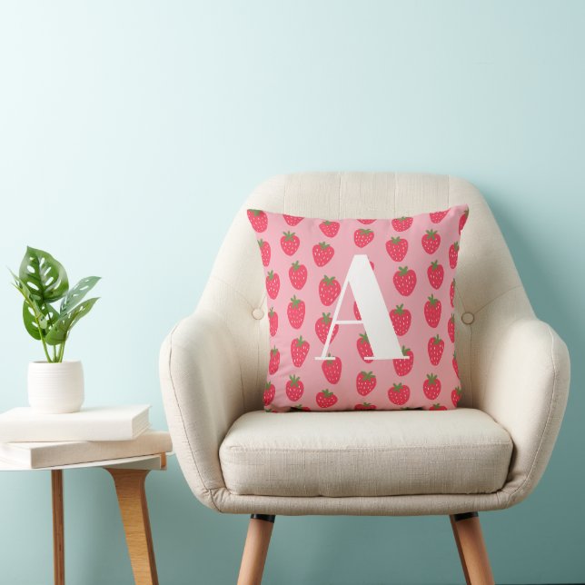Pink Monogram Nursery Throw Pillow (Chair)