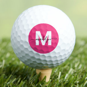 Pink Monogram Personalized Golf Balls