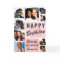 Pink Monogram Photo Collage Happy Birthday Card