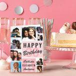 Pink Monogram Photo Collage Happy Birthday Card<br><div class="desc">This cool and cute happy birthday greeting card is perfect for any friend or family member. It features nine customizable photograph pictures with a monogram name and the quote, "Happy Birthday, " on top of a bubblegum pink "30" (which can be changed to any age) and blush pink colour block...</div>