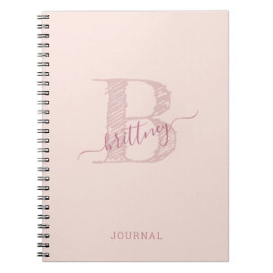 Pink Monogram Rustic Chic Personalized Notebook