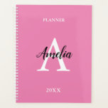 Pink Monogram Script Inspirational Planner<br><div class="desc">Pink Monogram Script Inspirational Planner, easy to personalize the wording on the front cover (monogram initial, name script, year and heading) using the online personalization tool before ordering. Once you have personalized the wording, if you find that you need to change the font size of the text on the front...</div>