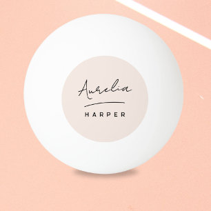 Pink Monogram Script Personalized Name Ping Pong Ball