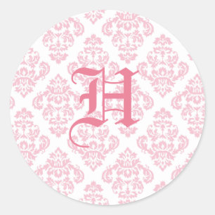 Pink Monogram Wedding Stickers