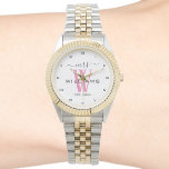 Pink Monogram Wife Bride Mrs Wedding Anniversary Watch<br><div class="desc">Celebrate your holy matrimony with this cute monogram Mrs. watch for wives.  Customize it by adding your last name / surname and wedding anniversary year date.  Pink and black elegant font.  Great anniversary or birthday gift for a wife.</div>
