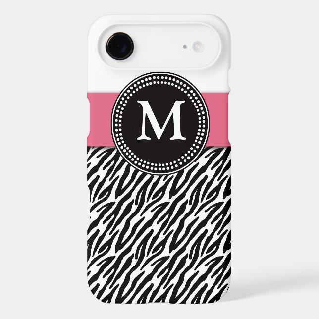 Pink Monogram Zebra Pattern iPhone 3G Case-Mate 3 Tough Case (Back)