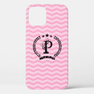 Pink monogrammed chevron pattern iPhone 6 case