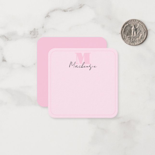 Pink Monogrammed Elegant Bold Initial Card (Front/Back In Situ)