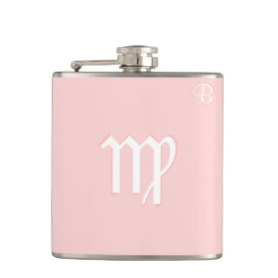 Pink Monogrammed Flask - Zodiac - Virgo