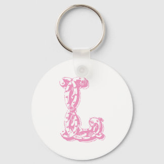 Pink Monogrammed Letter L Keychain