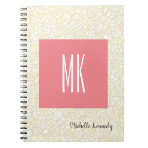 Pink Monogrammed Professional Modern Mosaic Notebook