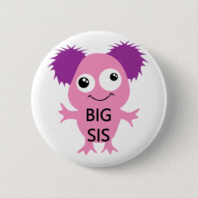 Pink Monster Big Sister 2 Inch Round Button (Front)