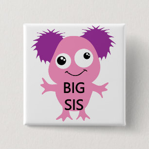 Pink Monster Big Sister 2 Inch Square Button