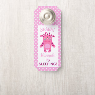 Pink Monster Shhh! Baby Is Sleeping Door Hanger