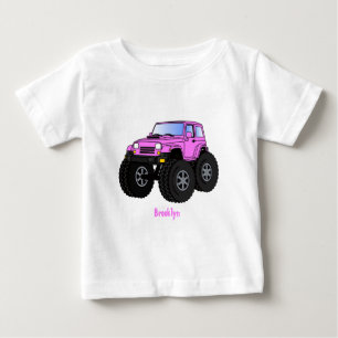 Pink monster truck cartoon illustration baby T-Shirt