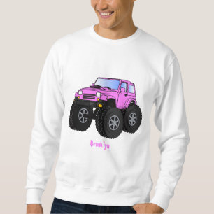 Pink monster truck cartoon illustration sweatshirt