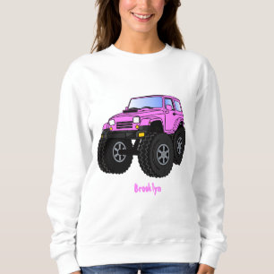Pink monster truck cartoon illustration sweatshirt