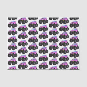 Pink monster truck cartoon illustration  tissue paper