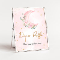 Pink Moon and Stars Baby Shower Diaper Raffle