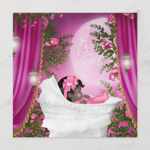 Pink Moon Baby Girl Douche Invitations