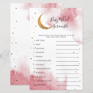 Pink Moon Baby Shower Word Scramble Game