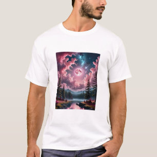 Pink Moon Fantasy Dreamy Night Sky Landscape Tee