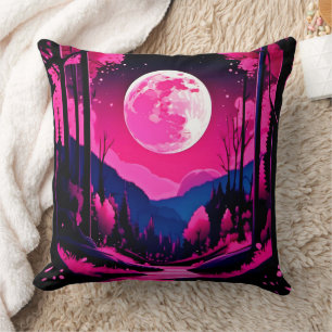 Pink Moon Fantasy Throw Pillow