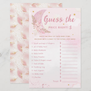 Pink Moon Guess The Price Right Baby Shower Game