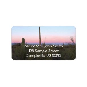Pink Moon over Saguaro at Sunrise Label