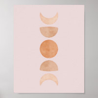 Pink Moon Phases Wall Art| Blush & Gold