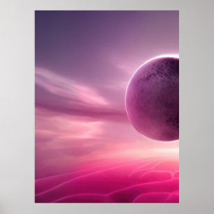 Pink Moon - Pink Planet Canvas Poster