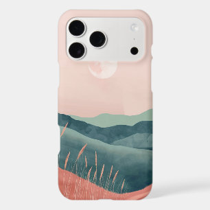 Pink Moon Teal Boho Mountain Landscape