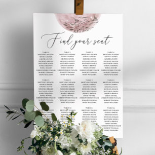 Pink Moon Wedding Seating Chart. Elegant Celestial Poster