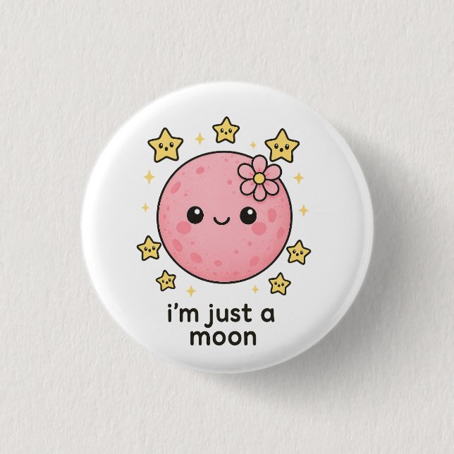 Pink Moon With a Bow  1 Inch Round Button (Front)