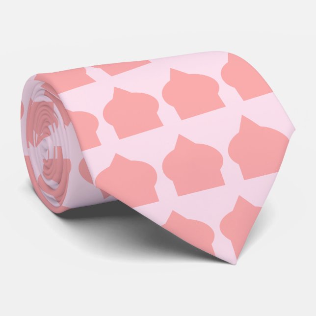 Pink Moroccan Pattern Design Tie (Rolled)