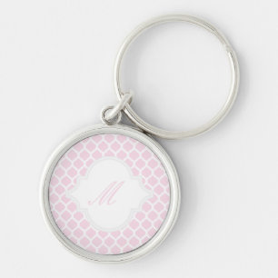 Pink Moroccan Pattern with Monogram Keychains