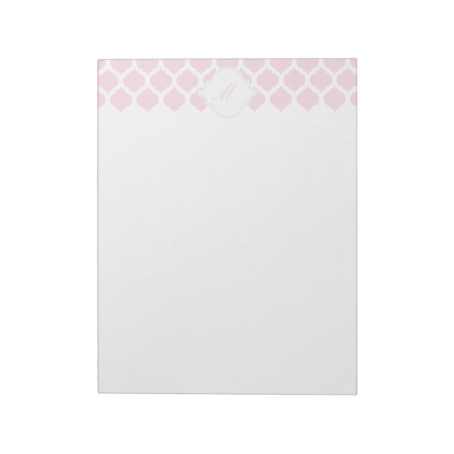 Pink Moroccan Pattern with Monogram Notepad (Rotated)