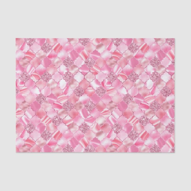 Pink Moroccan Quatrefoil Pattern Tissue Paper (Front)