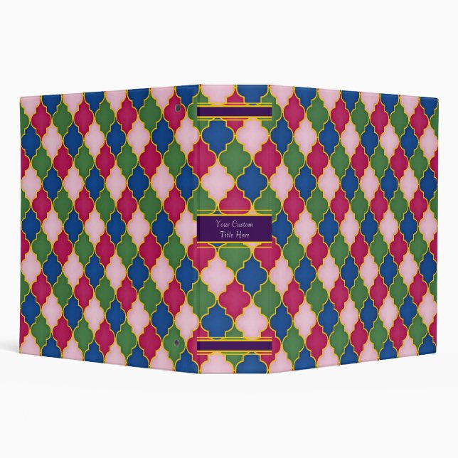 Pink Moroccan Tile Custom 2 Inch Binder (Background)