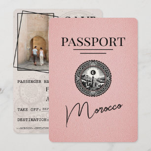 Pink Morocco Passport Save The Date
