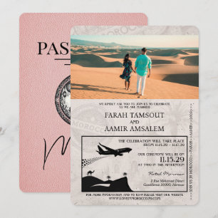 Pink Morocco Passport Wedding Invitation