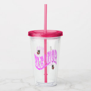 Pink Mosaic Eleanor Name With Cats,  Acrylic Tumbler
