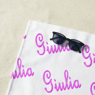 Pink Mosaic Giulia Name, Beach Towel