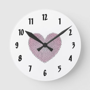 Pink Mosaic Heart Wall Clock
