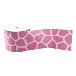 Pink Mosaic or Pink Giraffe Print Grosgrain Ribbon