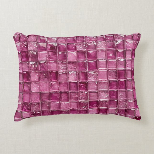 Pink mosaic pattern accent pillow (Front)