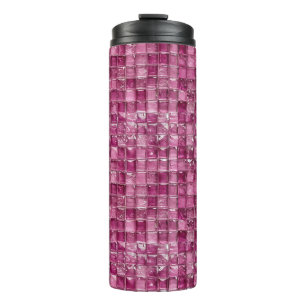 Pink mosaic pattern thermal tumbler